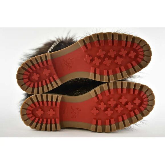 Christian Louboutin Fanny Flat Roche Fur Leather Lace Up Tie Combat Boot 37.5 - Picture 11 of 11